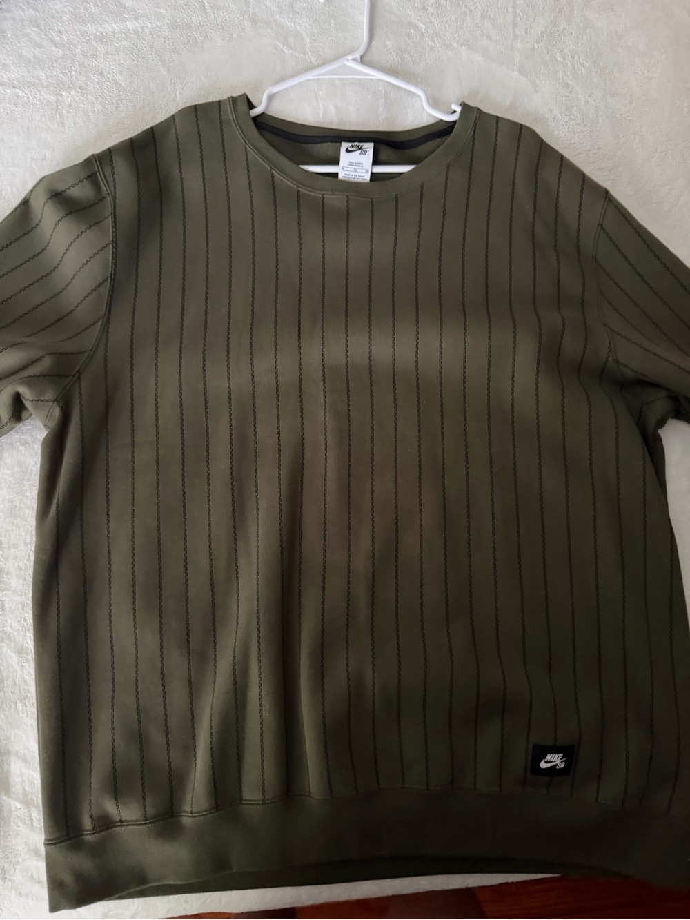 Nike SB Striped Skate Crewneck Sweatshirt Olive Green Black Men’s XL DN3987-325